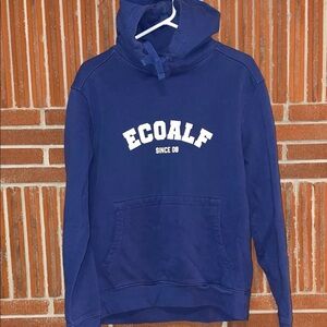 Ecoalf branded men’s hooded sweatshirt eco-conscious organic planet friendly